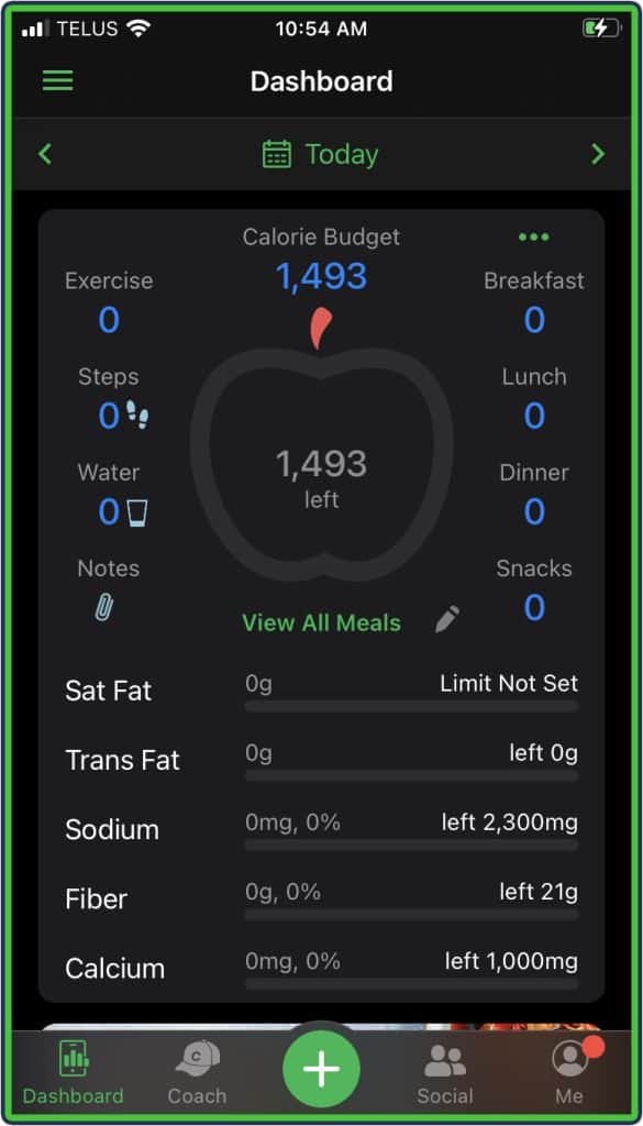 MyNetDiary calorie budget