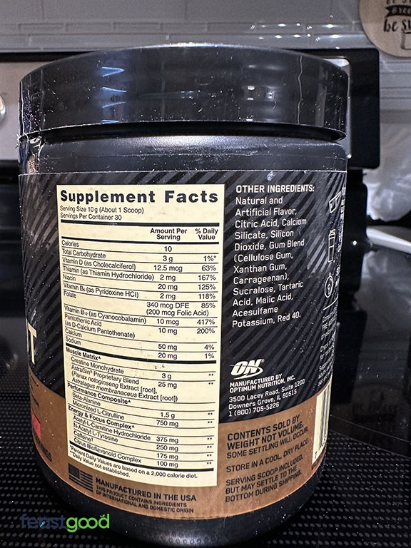 gold standard pre-workout ingredients